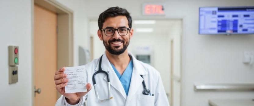 A doctor with a prescription in his hand