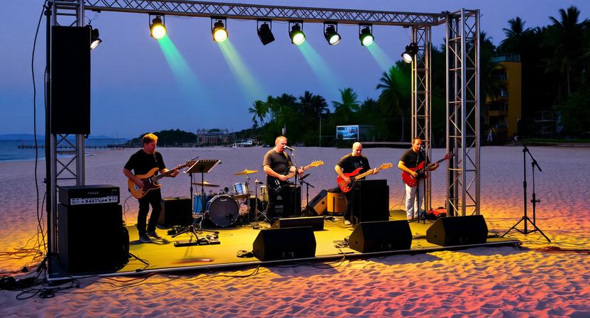 Bank playing on a beach