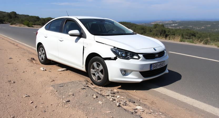 Car with slight damage following an accident